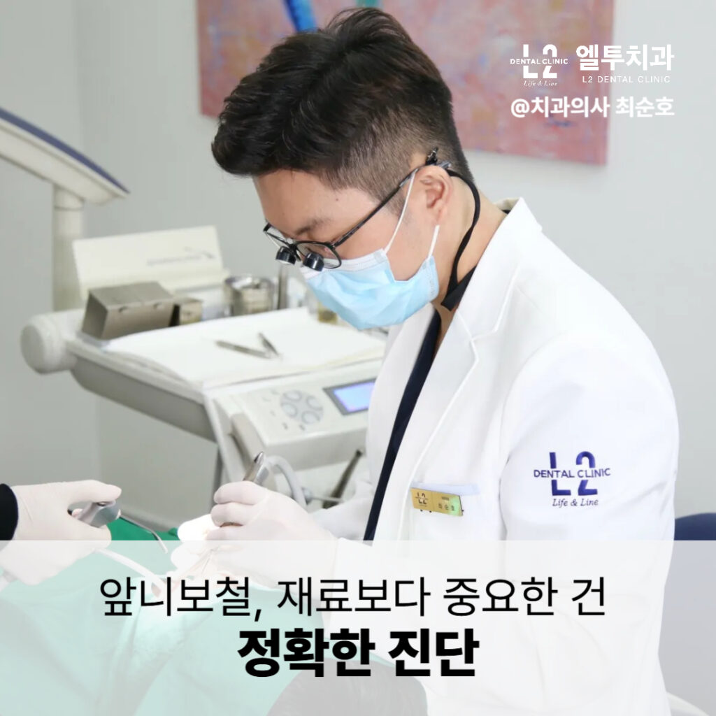 치과의사 최순호가 확대경을 쓰고 보철 치료 중인 모습